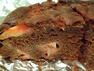 chocolate plum cake slice