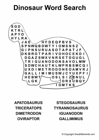 dinosaur names word search